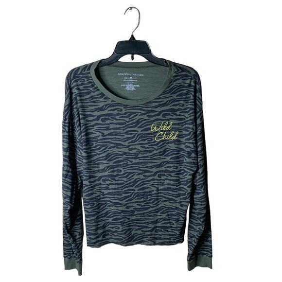 Grayson/Threads Wild Child Top Women Medium Long Sleeves Animal Print Casual - Picture 1 of 7